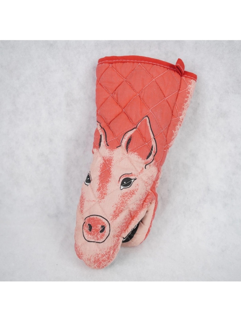Vintage Pig Decorative Oven Mitt Pot Holder Quilted Pink Graphic Print - Picture 1 of 7